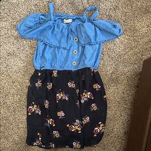 Knitworks Blue and Black Floral Casual Dress